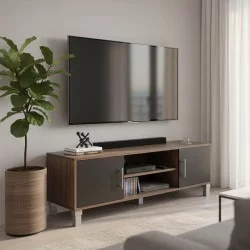 Έπιπλο τηλεόρασης Serank  σε oak-ανθρακί απόχρωση 120x40x40εκ