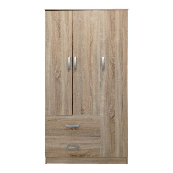 Ντουλάπα τρίφυλλη με 2 συρτάρια Lego  σε sonoma απόχρωση 90x42x180εκ