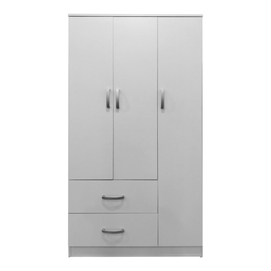 Ντουλάπα τρίφυλλη με 2 συρτάρια Lego  σε λευκή απόχρωση 90x42x180εκ