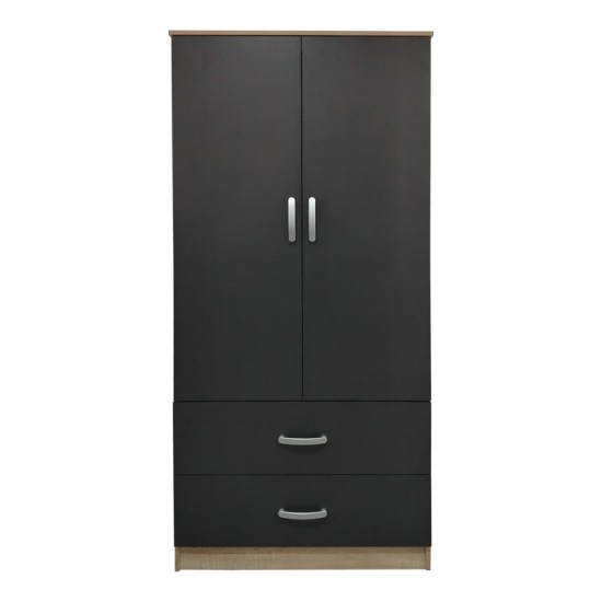 Ντουλάπα δίφυλλη με 2 συρτάρια Lego  σε sonoma-ανθρακί απόχρωση 80x42x180εκ