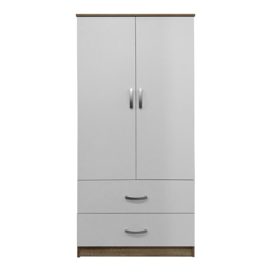 Ντουλάπα δίφυλλη με 2 συρτάρια Lego  σε sonoma-λευκή απόχρωση 80x42x180εκ