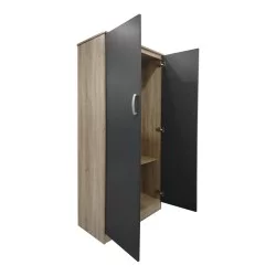 Ντουλάπα δίφυλλη Athos  σε sonoma-ανθρακί απόχρωση 80x42x180εκ