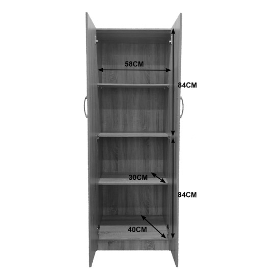 Ντουλάπα δίφυλλη Athos  σε wenge απόχρωση 60x42x180εκ