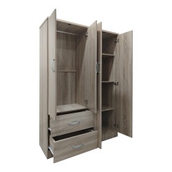 Ντουλάπα τετράφυλλη με 2 συρτάρια Lego  σε sonoma απόχρωση 120.5x42x181εκ