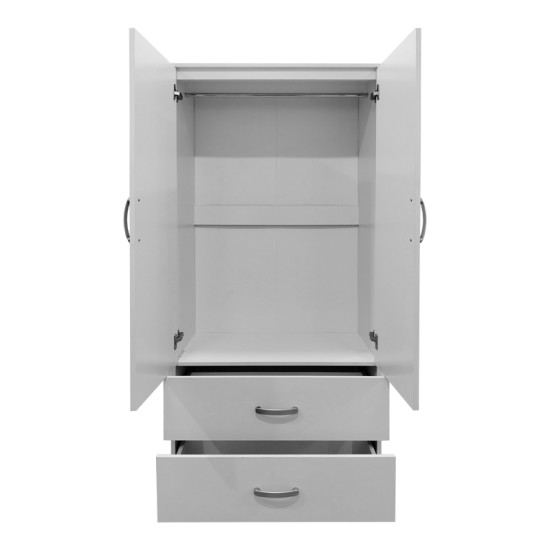 Ντουλάπα δίφυλλη με 2 συρτάρια και πατάρι Lego  σε λευκή απόχρωση 80x42x240εκ