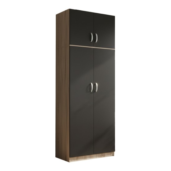 Ντουλάπα δίφυλλη και πατάρι Lego  σε sonoma-ανθρακί απόχρωση 80x42x240εκ