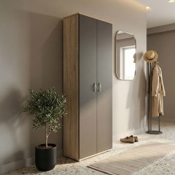 Παπουτσοθήκη-Ντουλάπα Racka  sonoma-ανθρακί 58x34x186εκ