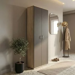 Παπουτσοθήκη-Ντουλάπα Racka  sonoma-ανθρακί 58x34x186εκ