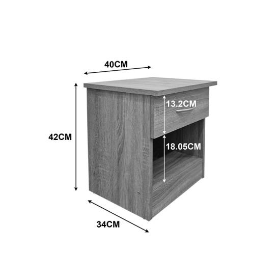 Κομοδίνο Bedy  ανθρακί 40x34x42εκ