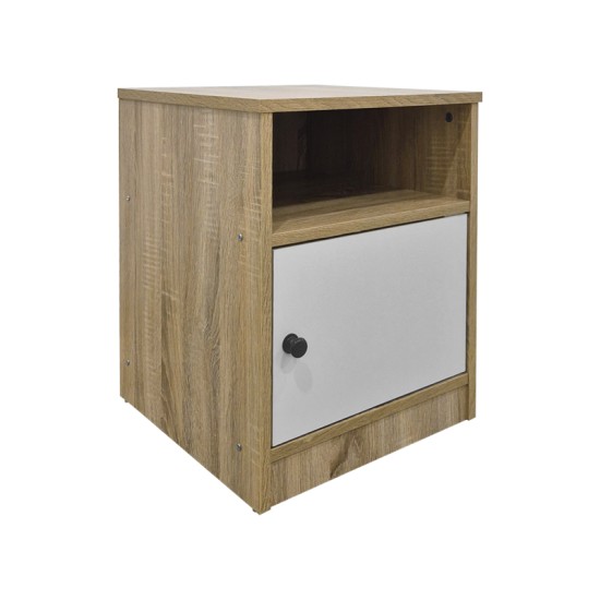 Κομοδίνο Lenea  sonoma-λευκό 40x40x50εκ