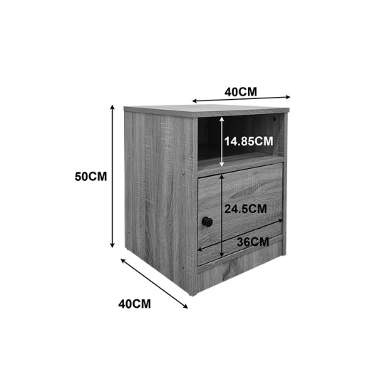 Κομοδίνο Lenea  ανθρακί 40x40x50εκ