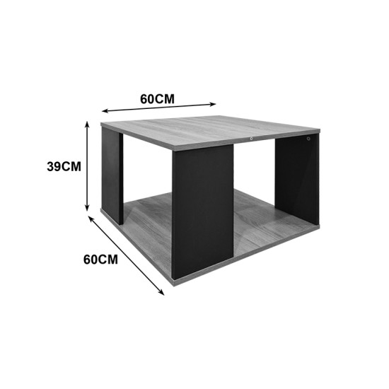 Τραπέζι σαλονιού Zelegan  sonoma-ανθρακί 60x60x39εκ
