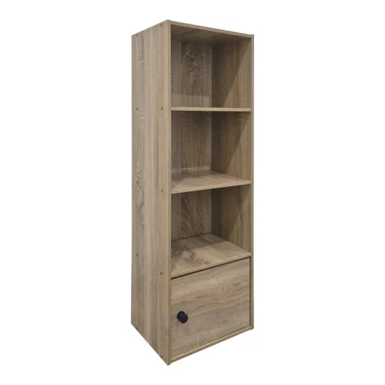 Βιβλιοθήκη-στήλη Lenobia  με ντουλάπι sonoma 30.5x24x95εκ