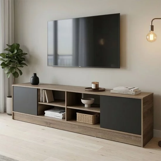 Έπιπλο τηλεόρασης Tivia  sonoma-ανθρακί 180x35x41.5εκ