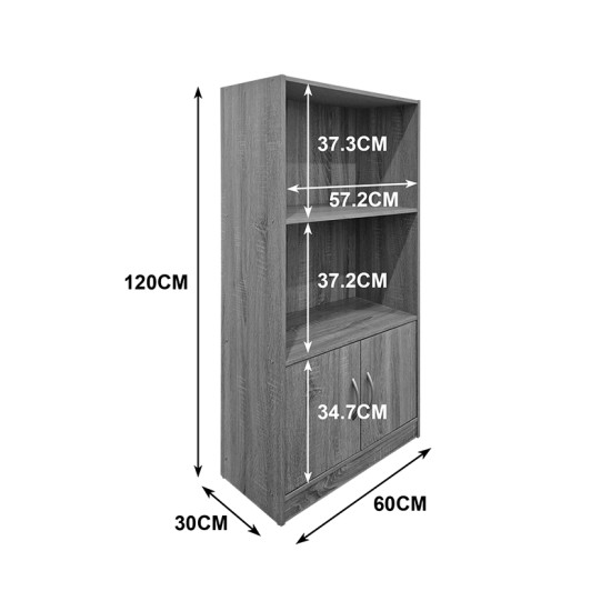 Βιβλιοθήκη Tekaro  ανθρακί 60x30x120εκ