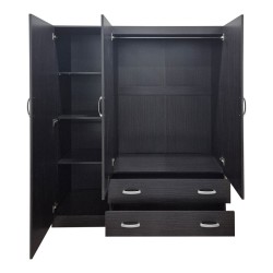 Ντουλάπα τρίφυλλη με 2 συρτάρια Alvia  wenge150x51x180εκ