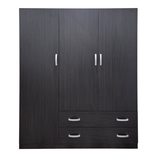 Ντουλάπα τρίφυλλη με 2 συρτάρια Alvia  wenge150x51x180εκ
