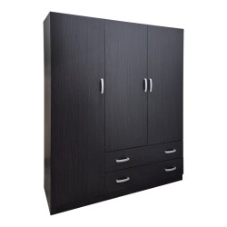 Ντουλάπα τρίφυλλη με 2 συρτάρια Alvia  wenge150x51x180εκ