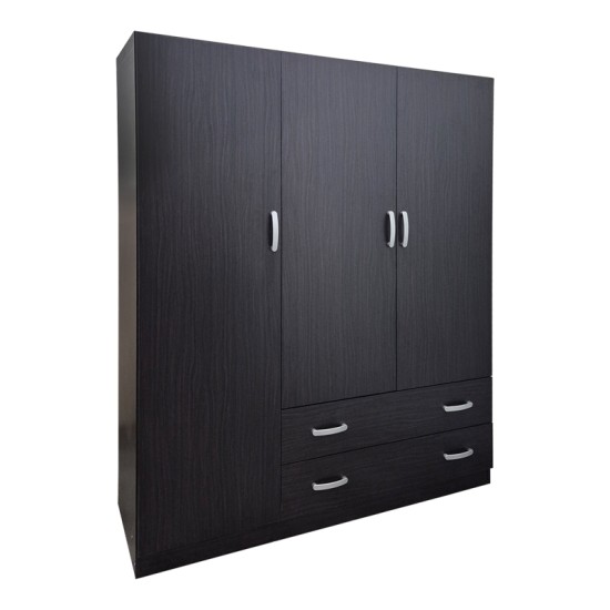 Ντουλάπα τρίφυλλη με 2 συρτάρια Alvia  wenge150x51x180εκ