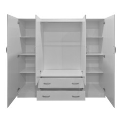 Ντουλάπα τετράφυλλη με 2 συρτάρια Alvia  λευκή 200x51x180εκ