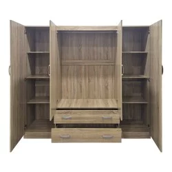 Ντουλάπα τετράφυλλη με 2 συρτάρια Alvia  sonoma 200x51x180εκ