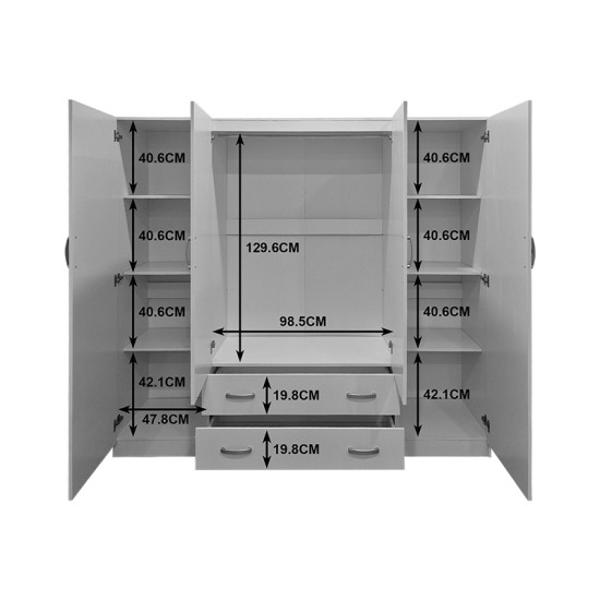 Ντουλάπα τετράφυλλη με 2 συρτάρια Alvia  sonoma 200x51x180εκ