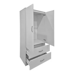Ντουλάπα δίφυλλη με 2 συρτάρια Alvia  λευκή 80x51.5x180εκ