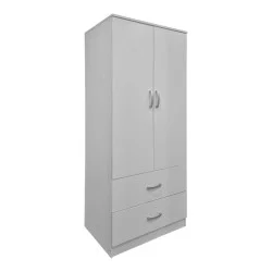 Ντουλάπα δίφυλλη με 2 συρτάρια Alvia  λευκή 80x51.5x180εκ