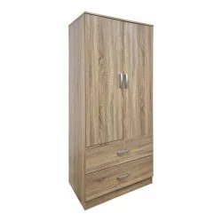 Ντουλάπα δίφυλλη με 2 συρτάρια Alvia  sonoma 80x51.5x180εκ