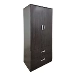 Ντουλάπα δίφυλλη με 2 συρτάρια Alvia  wenge 80x51.5x180εκ