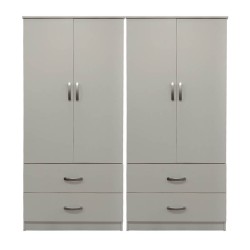 Ντουλάπα τετράφυλλη με συρτάρια Lego  λευκή 160x42x180εκ