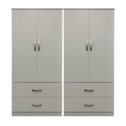 Ντουλάπα τετράφυλλη με συρτάρια Athos  λευκή 160x42x180εκ