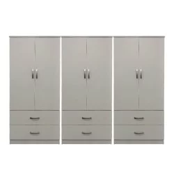 Ντουλάπα εξάφυλλη με συρτάρια Athos  λευκή 240x42x180εκ