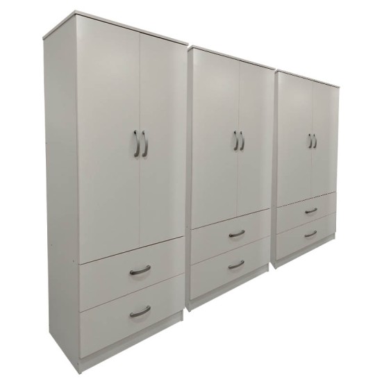 Ντουλάπα εξάφυλλη με συρτάρια Lego  λευκή 240x42x180εκ