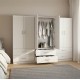 Ντουλάπα εξάφυλλη με συρτάρια Athos  λευκή 240x42x180εκ