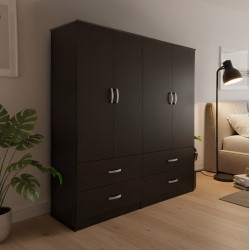 Ντουλάπα τετράφυλλη με συρτάρια Lego  wenge 160x42x180εκ