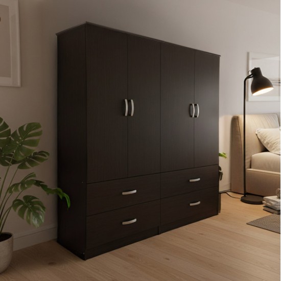 Ντουλάπα τετράφυλλη με συρτάρια Lego  wenge 160x42x180εκ