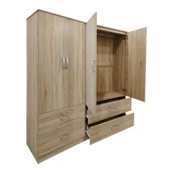 Ντουλάπα τετράφυλλη με συρτάρια Athos  sonoma 160x42x180εκ