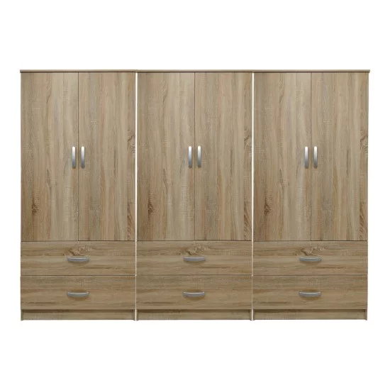 Ντουλάπα εξάφυλλη με συρτάρια Athos  sonoma 240x42x180εκ