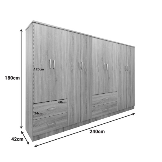 Ντουλάπα οχτάφυλλη Lego  sonoma 241x42x181εκ