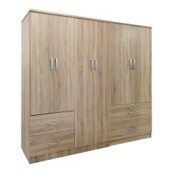 Ντουλάπα εξάφυλλη Athos  Sonoma 200.5x42x180εκ