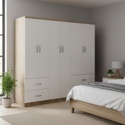 Ντουλάπα εξάφυλλη Lego  Sonoma-λευκό 200.5x42x180εκ