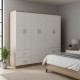 Ντουλάπα εξάφυλλη Athos  Sonoma-λευκό 200.5x42x180εκ