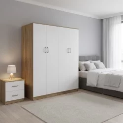 Ντουλάπα τετράφυλλη Athos Ι  sonoma-λευκό 160x42x180εκ