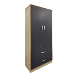 Ντουλάπα εξάφυλλη με συρτάρια Athos  sonoma-ανθρακι 240x42x180εκ