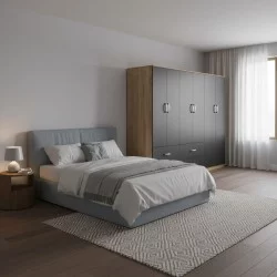 Ντουλάπα εξάφυλλη Athos  sonoma-ανθρακί 240x42x180εκ