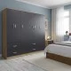 Ντουλάπα εξάφυλλη Athos  sonoma-ανθρακί 180x42x180εκ