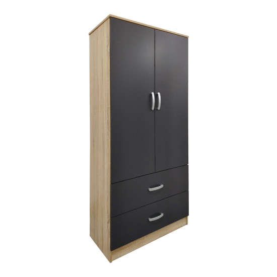 Ντουλάπα πεντάφυλλη Athos  sonoma-ανθρακί 170x42x180εκ
