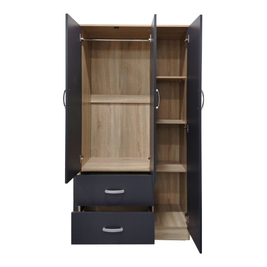 Ντουλάπα πεντάφυλλη Athos I  sonoma-ανθρακί 170x42x180εκ