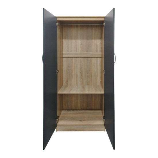 Ντουλάπα πεντάφυλλη Athos I  sonoma-ανθρακί 170x42x180εκ